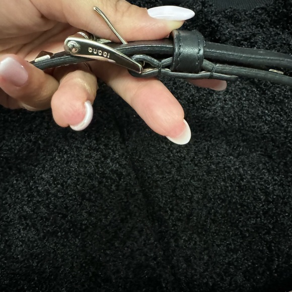 Gucci Stud leather black belt skinny belt with silver buckle - Picture 2 of 7